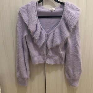 & Other Stories Lilac Fuzzy Cardigan